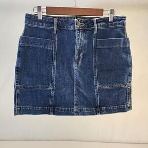 Old Navy Denim Mini Skirt Dark Wash‎ Blue Women's Size 10 Pockets Casual